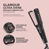 Hector Professional Glamour Ultra Shine Rose Gold Titanium Plates Hair Straightener for women